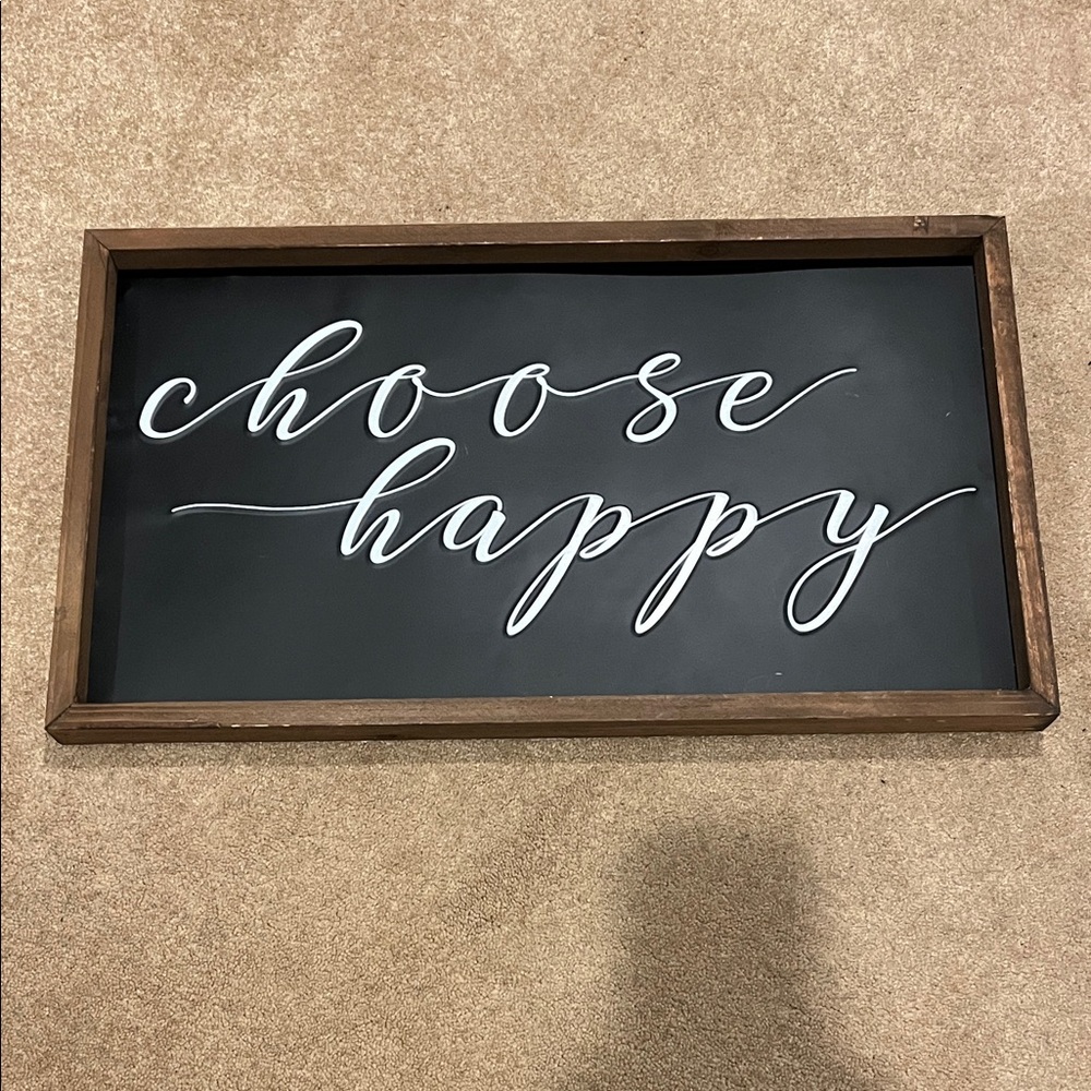 Elegant Black and White 'Choose Happy' Wall Art
